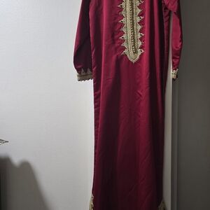 Elegant Red and Gold Embroidered Dress